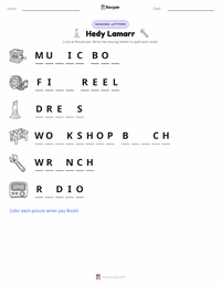 Hedy Lamarr printable worksheet preview
