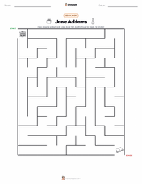 Jane Addams afdrukbare werkblad voorbeeld