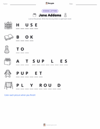 Jane Addams printable worksheet preview