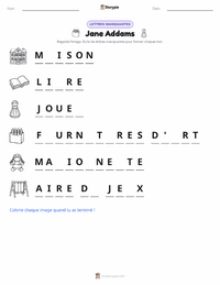 Aperçu de la feuille de travail imprimable Jane Addams