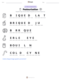 Aperçu de la feuille de travail imprimable Pasteurisation