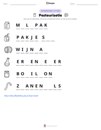 Pasteurisatie afdrukbare werkblad voorbeeld