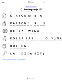 Podgląd drukowalnego arkusza ćwiczeń Pasteryzacja