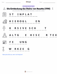 Entdeckung des Steins von Rosette druckbare Arbeitsblatt Vorschau