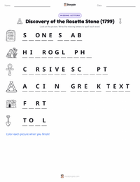 Discovery of the Rosetta Stone (1799) printable worksheet preview
