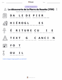 Aperçu de la feuille de travail imprimable Découverte de la pierre de Rosette