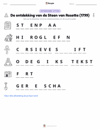 Ontdekking van de Steen van Rosetta afdrukbare werkblad voorbeeld