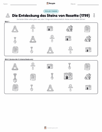 Entdeckung des Steins von Rosette druckbare Arbeitsblatt Vorschau