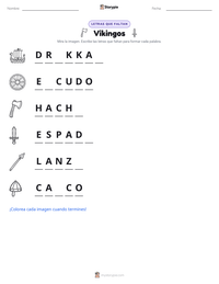 Vista previa de la hoja de trabajo imprimible de Vikingos