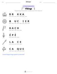 Aperçu de la feuille de travail imprimable Vikings