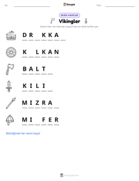 Vikingler yazdırılabilir çalışma sayfası önizlemesi