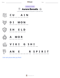 Aurora Borealis printable worksheet preview