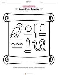 Página para colorear de Jeroglíficos Egipcios para niños