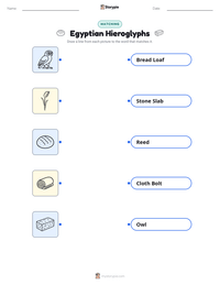 Egyptian Hieroglyphs printable worksheet for kids