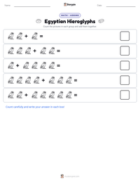 Egyptian Hieroglyphs printable worksheet preview