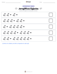 Vista previa de la hoja de trabajo imprimible de Jeroglíficos Egipcios