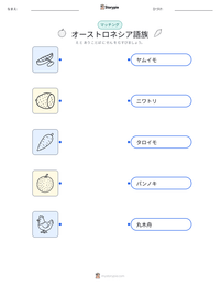 オーストロネシア語族 の印刷可能ワークシートプレビュー