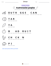 Austronesian peoples printable worksheet preview