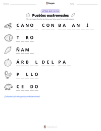 Vista previa de la hoja de trabajo imprimible de Pueblos austronesios
