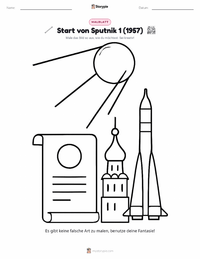 Start von Sputnik 1 druckbare Arbeitsblatt Vorschau