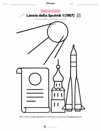 Pagina da colorare di Lancio dello Sputnik 1 per bambini