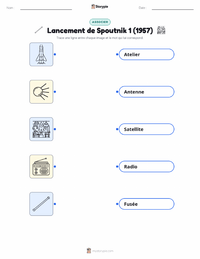 Feuille de travail imprimable Lancement de Spoutnik 1 pour les enfants
