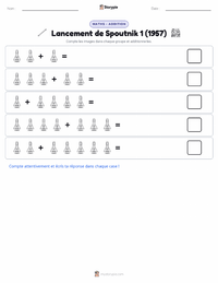 Aperçu de la feuille de travail imprimable Lancement de Spoutnik 1