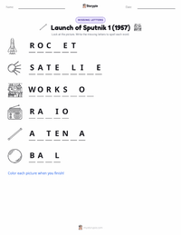 Launch of Sputnik 1 (1957) printable worksheet preview