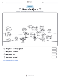 Baobab Ağacı yazdırılabilir çalışma sayfası önizlemesi