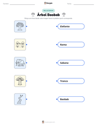 Vista previa de la hoja de trabajo imprimible de Árbol Baobab