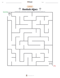 Baobab Ağacı yazdırılabilir çalışma sayfası önizlemesi