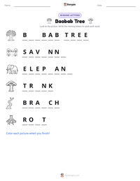 Baobab Tree printable worksheet preview