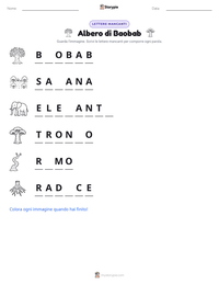 Anteprima della scheda stampabile di Albero di Baobab