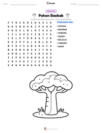 Prabaca lembar kerja cetak Pohon Baobab