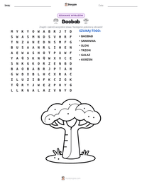 Podgląd drukowalnego arkusza ćwiczeń Baobab