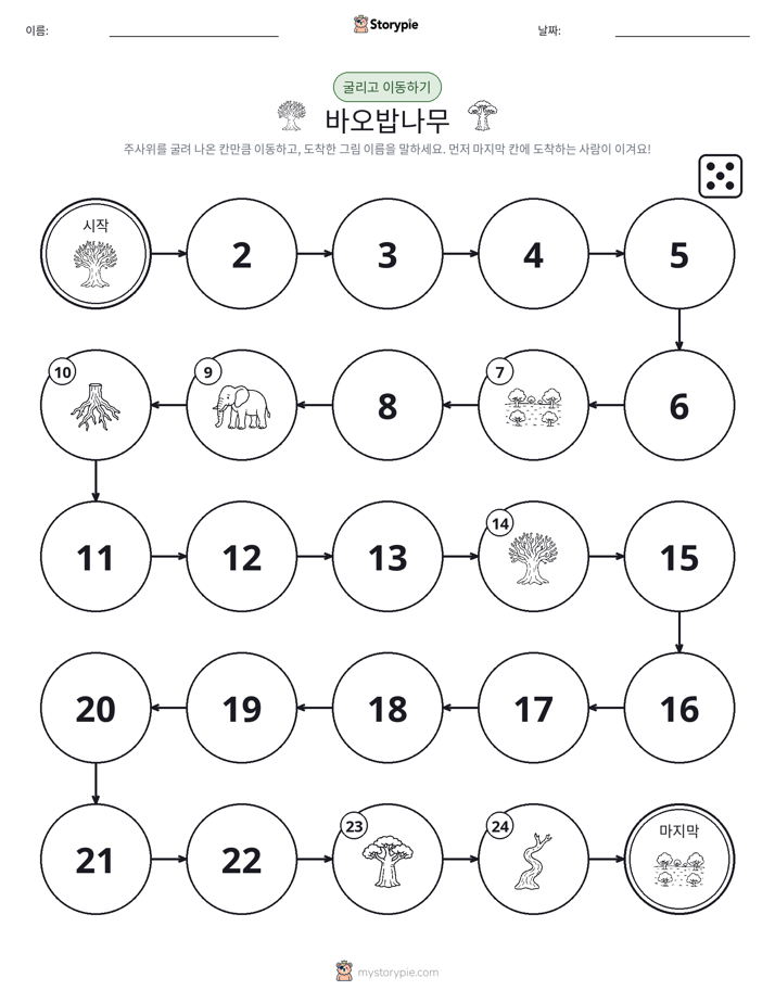 주사위 굴리고 이동하기 게임