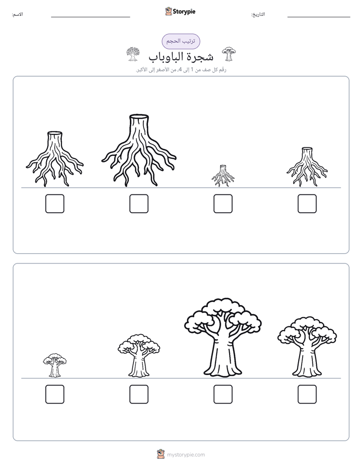 ترتيب الحجم