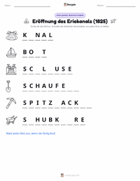 Eröffnung des Eriekanals druckbare Arbeitsblatt Vorschau