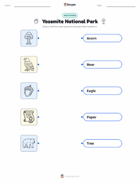 Yosemite National Park printable worksheet for kids