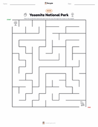 Yosemite National Park printable worksheet preview