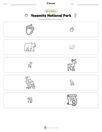 Yosemite National Park printable worksheet preview