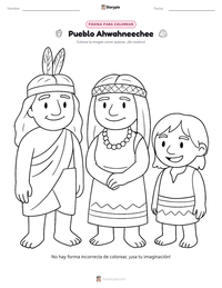 Vista previa de la hoja de trabajo imprimible de Pueblo Ahwahneechee