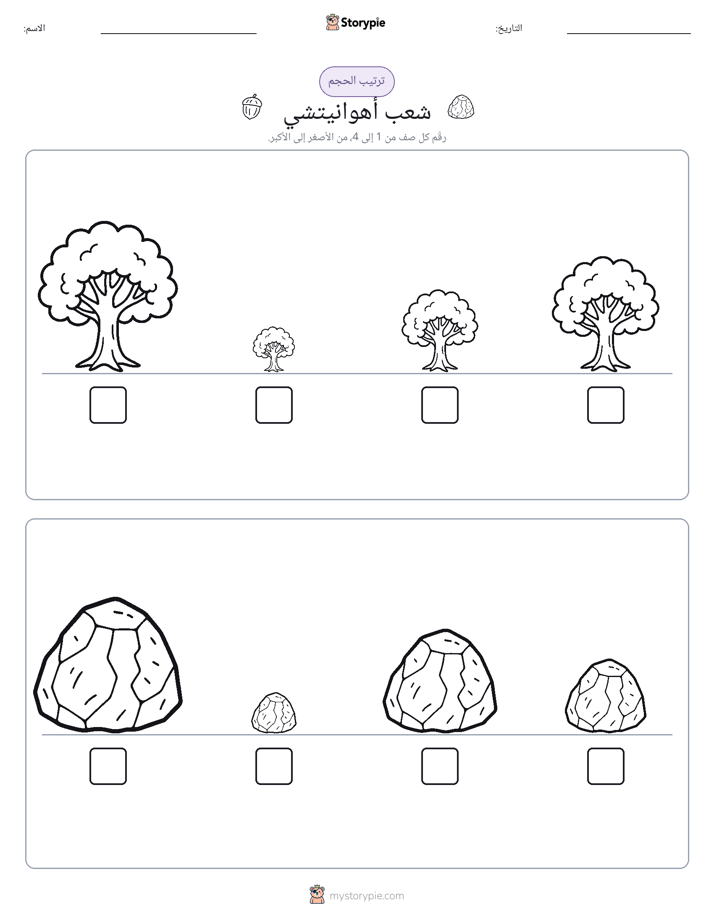 ترتيب الحجم