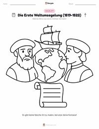 Die erste Weltumsegelung (1519–1522) Malvorlage für Kinder
