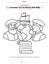Page de coloriage La Première Circumnavigation de la Terre (1519–1522) pour les enfants