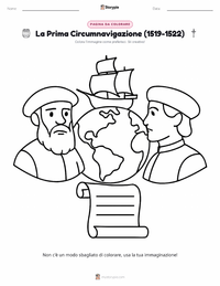 Pagina da colorare di La Prima Circumnavigazione della Terra (1519–1522) per bambini