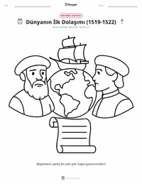 Dünyanın İlk Çevresini Dolaşma (1519–1522) çocuklar için boyama sayfası
