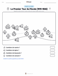 Aperçu de la feuille de travail imprimable La Première Circumnavigation de la Terre (1519–1522)