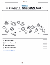 Dünyanın İlk Çevresini Dolaşma (1519–1522) yazdırılabilir çalışma sayfası önizlemesi