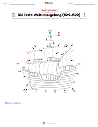 Die erste Weltumsegelung (1519–1522) druckbare Arbeitsblatt Vorschau